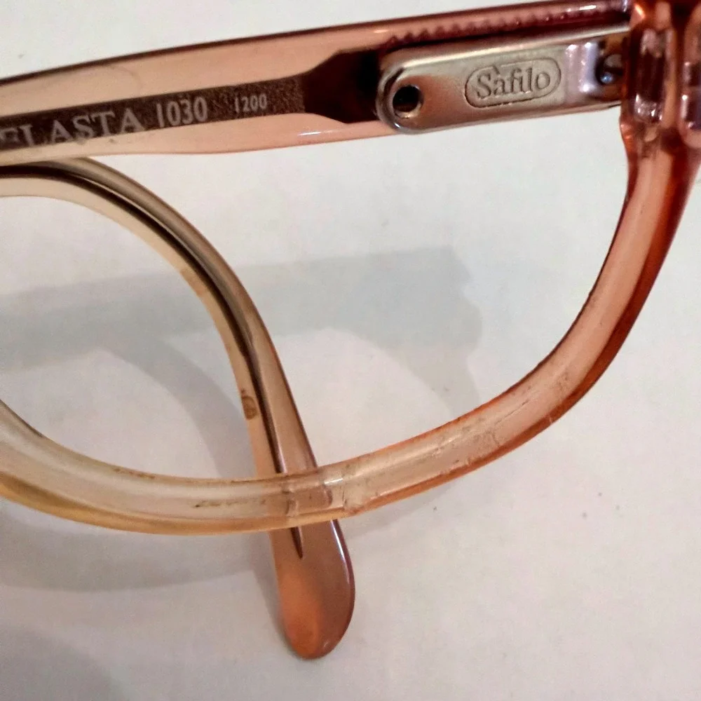 Safilo Elasta 1030 Vintage Aviator Eyeglass Frames Peach Amber Italy 58-14-145